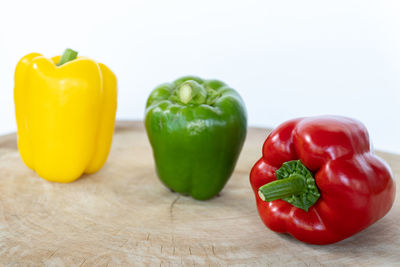 Close-up of bell peppers on table