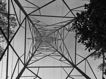 Low angle view of electricity pylon against sky