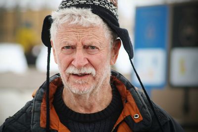 Close-up portrait of senior man