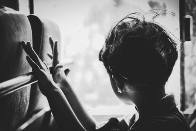 Side view of boy looking away