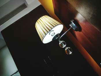 High angle view of electric lamp on table at home