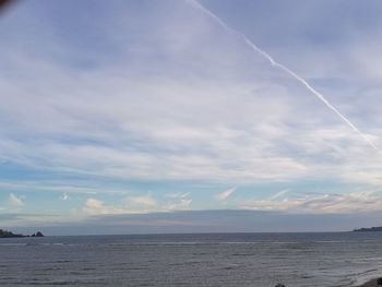 Scenic view of sea against cloudy sky