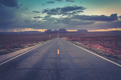 Road against sky during sunset