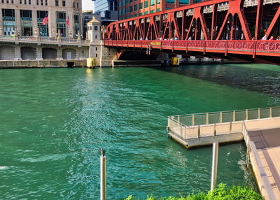 High angle view of bridge over river