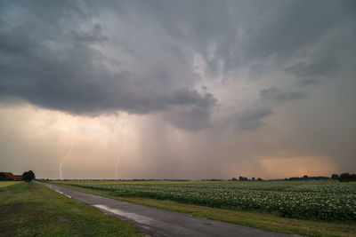 Scenic view of storm clouds over land