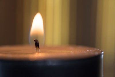 Macro shot of illuminated candle