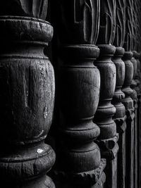 Full frame shot of wood columns