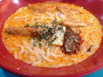 Directly above shot of meal served in plate