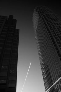 Low angle view of modern buildings against sky