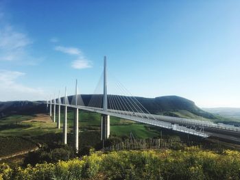 View of bridge on landscape against sky