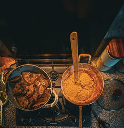 High angle view of food on table