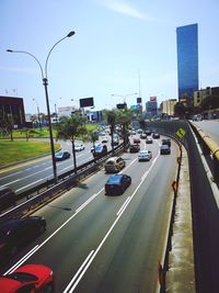 Traffic on road in city