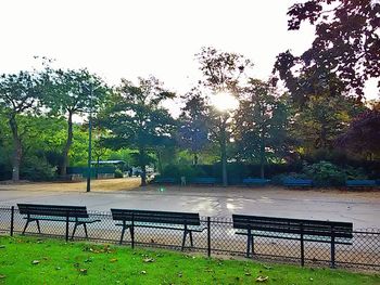 Empty bench in park