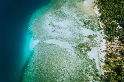 High angle view of sunlight falling on land