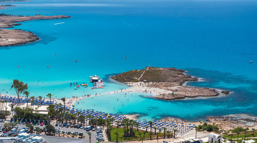 High angle view of sea against sky