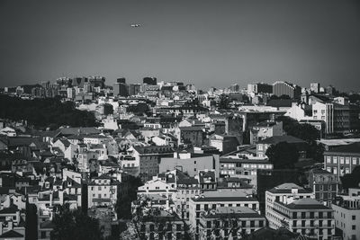 Cityscape against clear sky