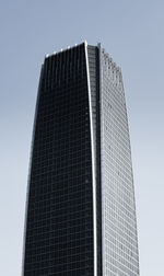 Low angle view of modern building against clear sky