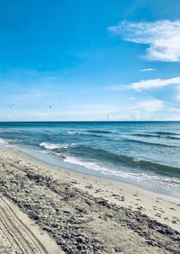 Scenic view of beach against sky