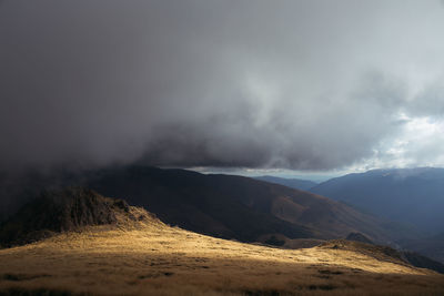 Scenic view of mountains against sky