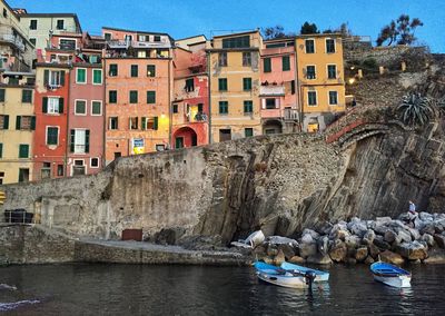 Panoramic view of river against clear sky