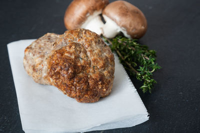 Close-up of bread in plate