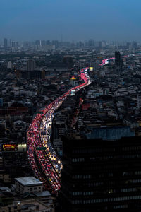 High angle view of city street