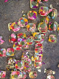 High angle view of multi colored objects