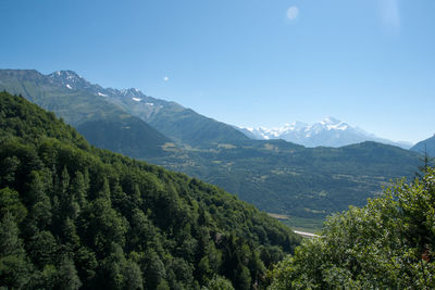 Scenic view of mountains against clear sky