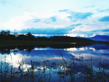 Scenic view of lake against sky