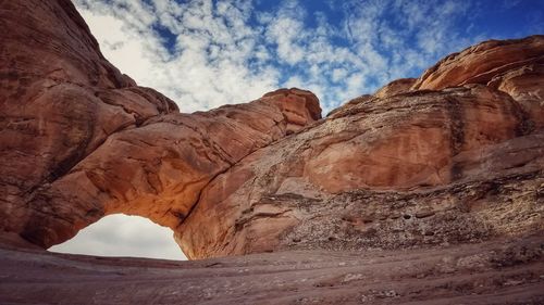 Low angle view of rock formations