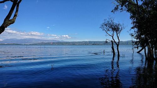 Scenic view of lake against sky