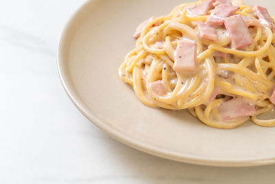 Close-up of noodles in plate