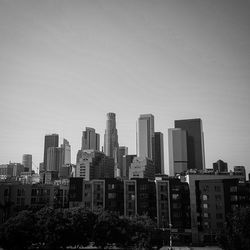 View of cityscape against clear sky