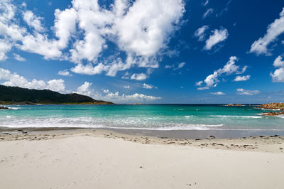 Scenic view of beach against sky