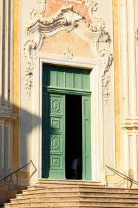 Closed door of building