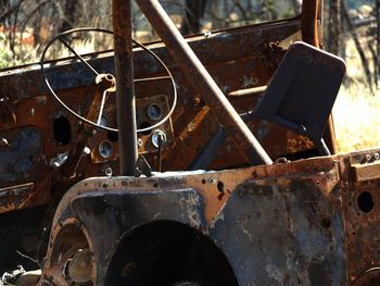 Close-up of rusty wheel