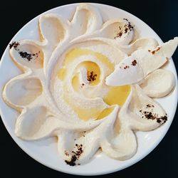 High angle view of ice cream in plate