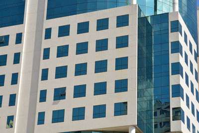 Low angle view of modern building in city