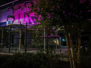 Illuminated building at night