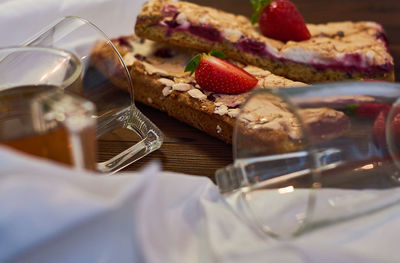 Close-up of breakfast on table