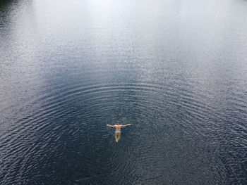 High angle view of boat in sea