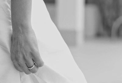 Close-up of bride with wedding ring