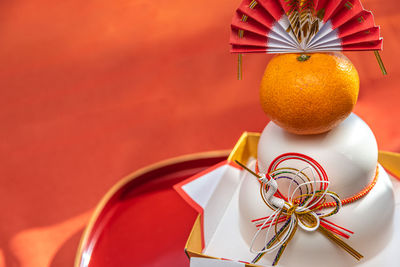 Close-up of orange fruits on table