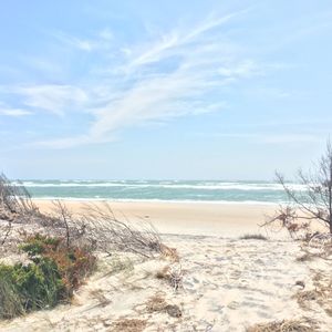 Scenic view of beach against sky