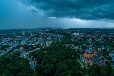 High angle view of townscape against sky