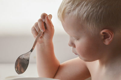 Close-up portrait of cute boy