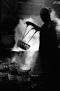 Close-up view of food in the dark