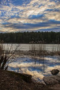 Scenic view of sea against cloudy sky