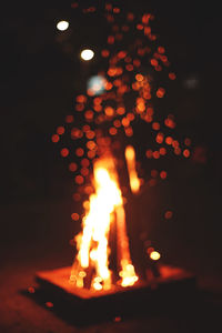 View of burning fire at night