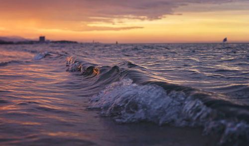 Scenic view of sea against sky during sunset